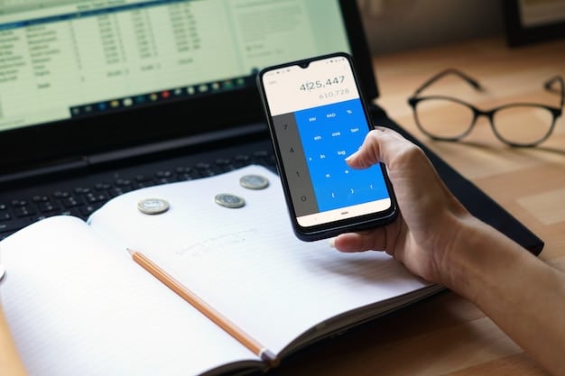 A close-up shot of hands using a budgeting app on a smartphone, focusing on the simplicity and ease of use of the interface.