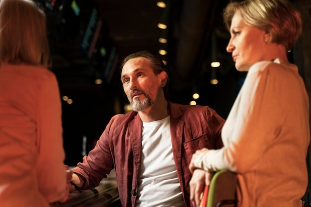 A person attentively listening, perhaps holding hands with their partner, with a focus on their engaged and empathetic facial expression. The background is slightly blurred to emphasize the listener.
