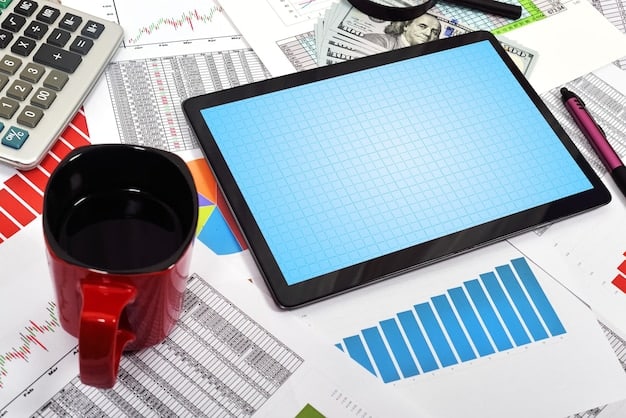 A detailed financial spreadsheet magnified on a laptop screen, showing columns of numbers and charts, with a pen, calculator, and glasses on the desk next to it, representing careful numerical analysis of social security options.