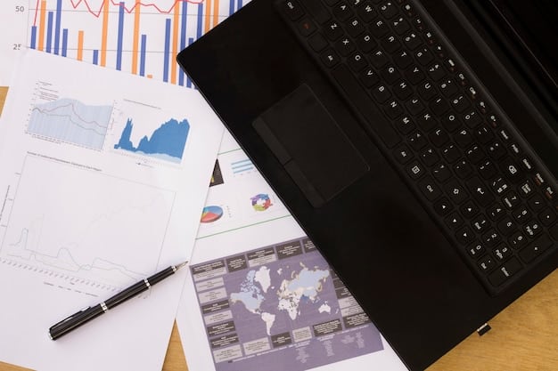 A detailed financial spreadsheet with numbers and charts visible on a laptop screen, emphasizing data analysis and meticulous financial tracking. A pair of reading glasses rests on the keyboard.