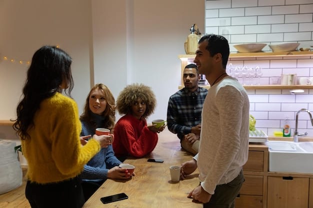 A mixed-race couple and their children from previous relationships are seated around a conference table with a financial advisor, reviewing pie charts and investment portfolios on a large screen, symbolizing comprehensive financial planning.