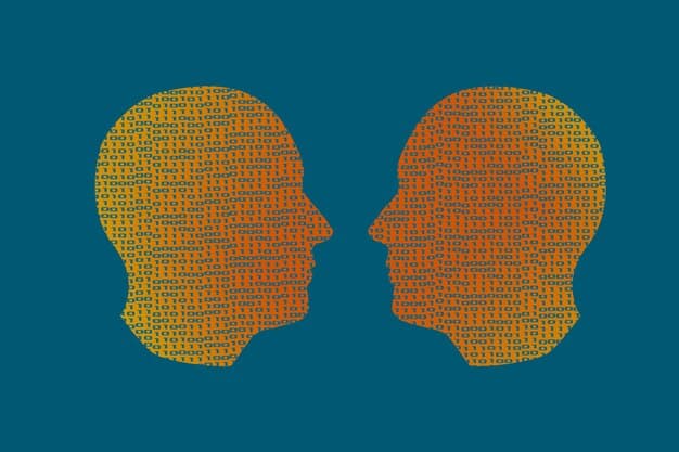 A silhouette of two heads facing each other, with abstract thought bubbles overlapping, filled with symbols representing ideas, values, and shared interests, illustrating psychological resonance.