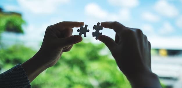 Two hands clasping together over a jigsaw puzzle with pieces fitting perfectly, symbolizing collaborative effort, problem-solving, and finding common solutions in a relationship.